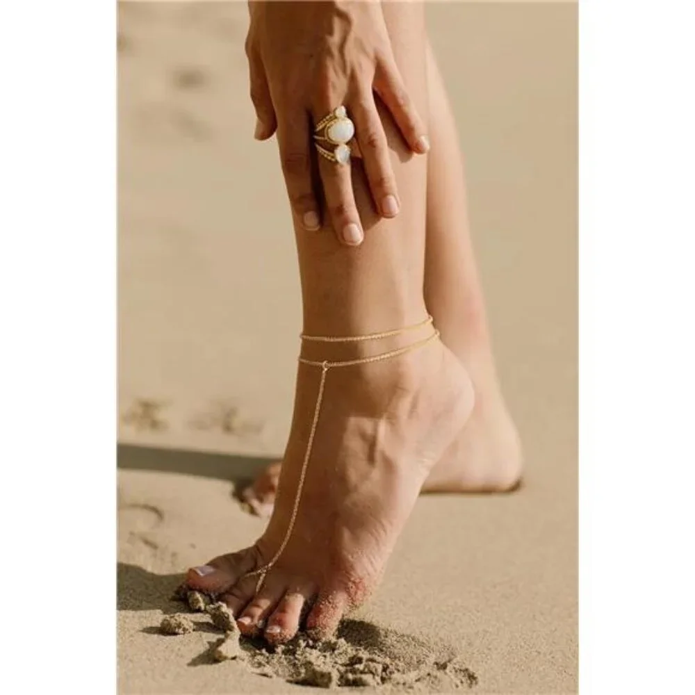 Sterling Silver Ankle Bracelets for Women: Dainty Layered Waterproof Anklet for - Picture 6 of 6